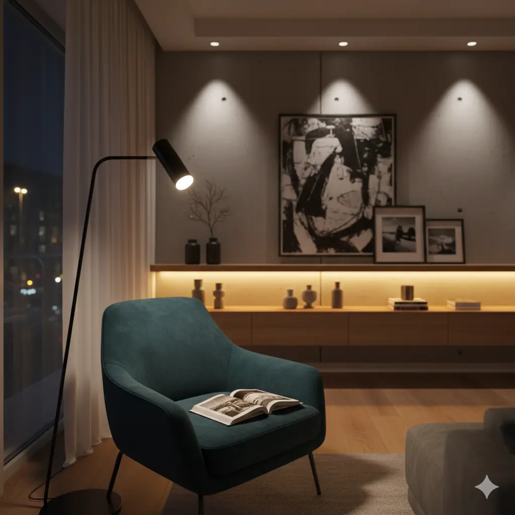 Ideas de acabados decorativos 4 rincón de lectura iluminado y diseñado por tienda de muebles en Gijón