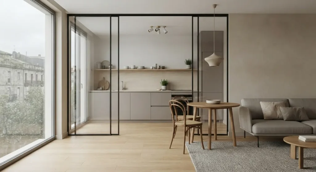 Cocinas abiertas al salón pequeñas con luz 3 cocina abierta al salon con puertas correderas